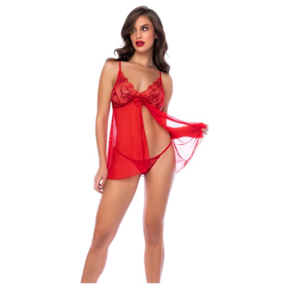 Mapalé - röd spets babydoll med stringtrosa