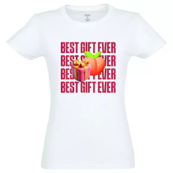 Best Gift Ever - dam t-shirt - bomull - vit - XL