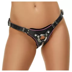 ZADO - svart lädersele för påsättlig dildo BDSM (S-L)