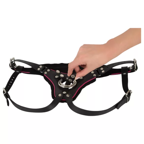 ZADO - svart lädersele för påsättlig dildo BDSM (S-L)
