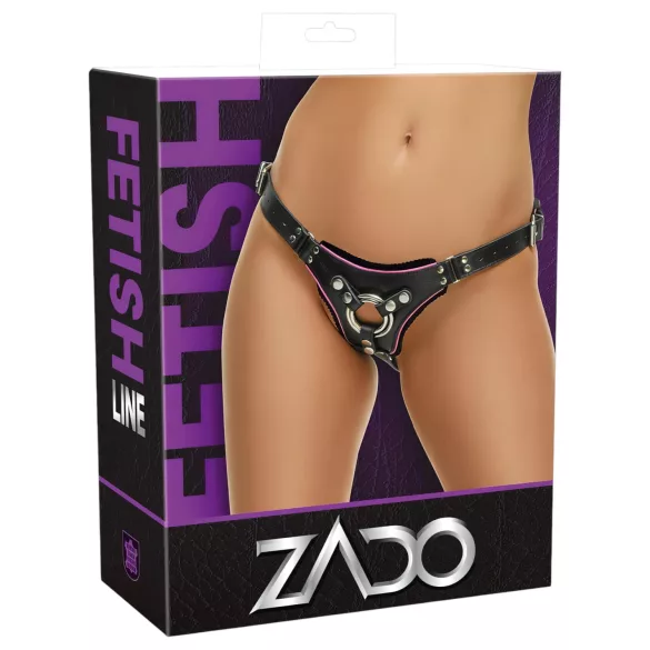 ZADO - svart lädersele för påsättlig dildo BDSM (S-L)