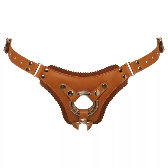 ZADO - läderunderdel för strap-on - brun - XXL
