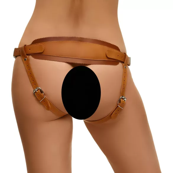 ZADO - läderunderdel för strap-on - brun - XXL