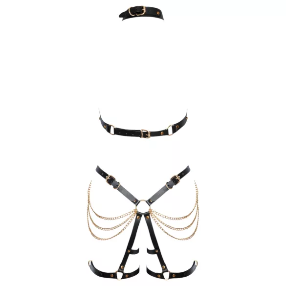 ZADO - 2-delars lädersele set (svart-guld)