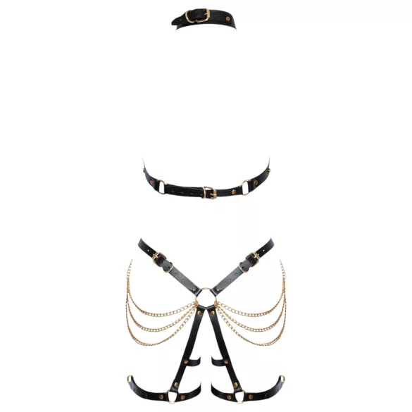 ZADO - 2-delars lädersele set (svart-guld)