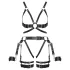 ZADO - flerdelat läderharness-set med manschett - svart - L/XL