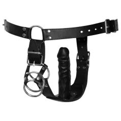 ZADO - läderstring med dildo och 3 penisringar