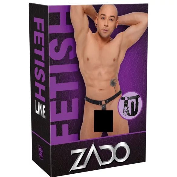 ZADO - läderstring med dildo och 3 penisringar
