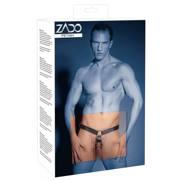 ZADO - läderstring med dildo och 3 penisringar - L/XL