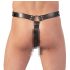 ZADO - läderstring med dildo & tre penisringar - L/XL