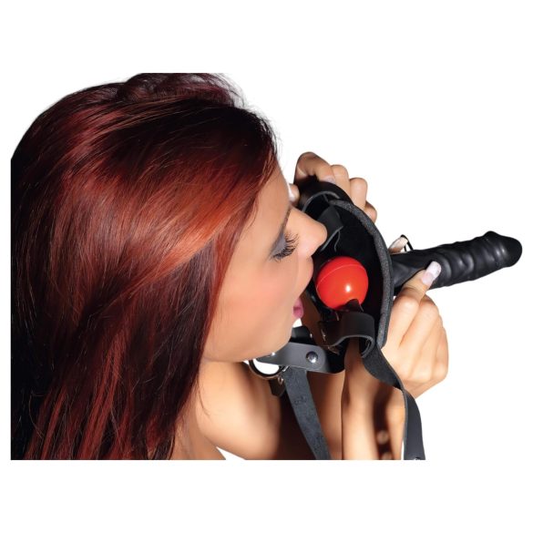 ZADO - bondageutrustning med dildo - läder - svart