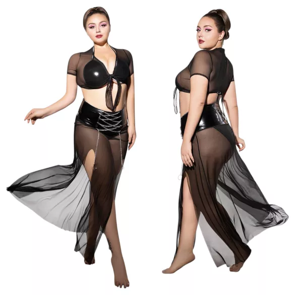 JSY 065 - svart babydoll‑set (XL-2XL)