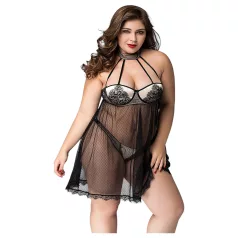 JSY 066 - svart babydoll‑set (XL-2XL)