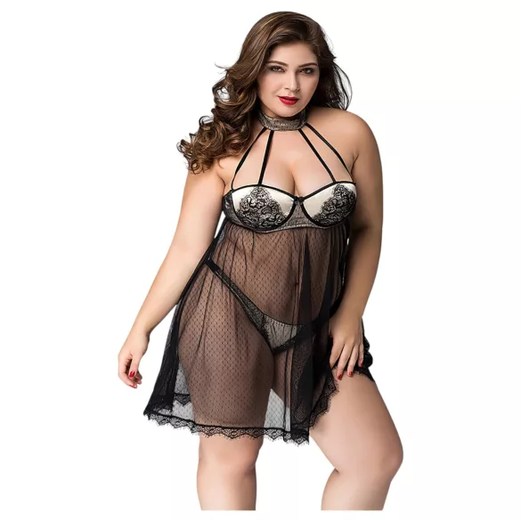 JSY 066 - svart babydoll‑set (XL-2XL)
