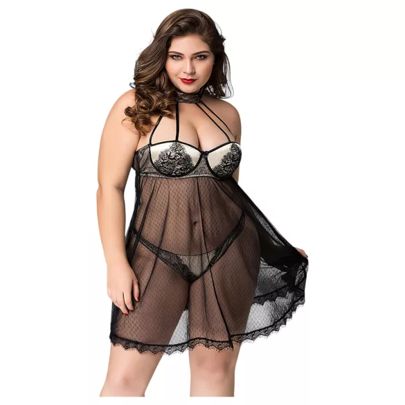 JSY 066 - svart babydoll‑set (XL-2XL)
