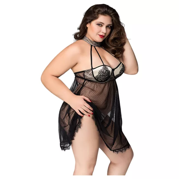 JSY 066 - svart babydoll‑set (XL-2XL)