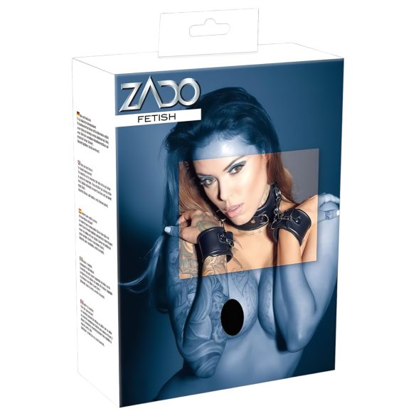 ZADO - Läderhalsband med bojor (svart)