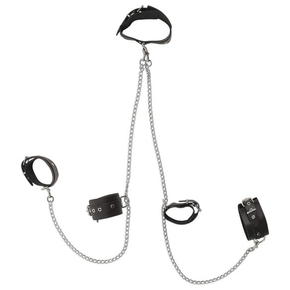 / ZADO - läderhals-cuff-handleds-ankelset (svart)