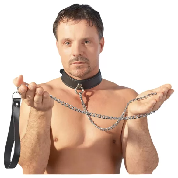 ZADO - metall BDSM-koppel för halsband (silver)