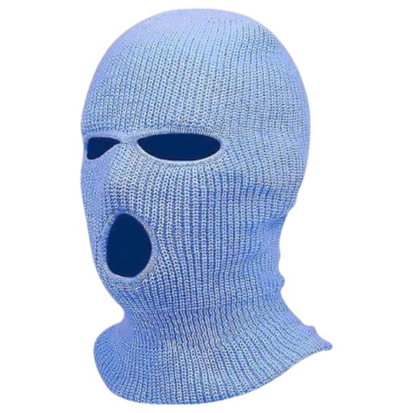 Balaclava - stickad sugmask med 3 hål - blå