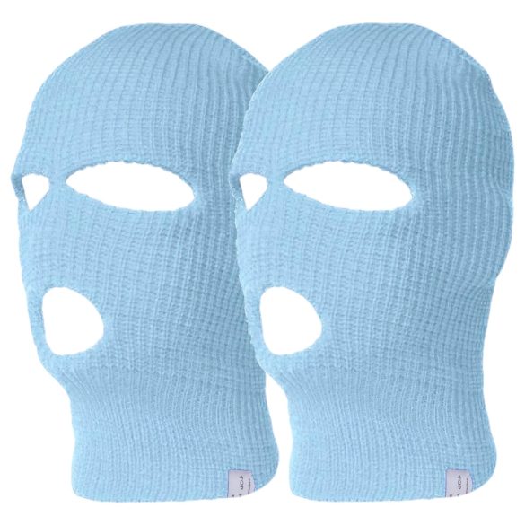 Balaclava - stickad sugmask med 3 hål - blå