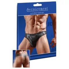 Glänsande - herrtanga - transparent insats - svart