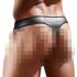 Blank glänsande herrtanga med transparent insats (svart) - XL