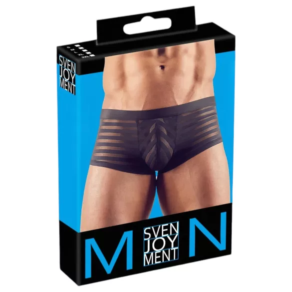 Svenjoyment - Genomskinliga, randiga boxershorts (svarta) - XL
