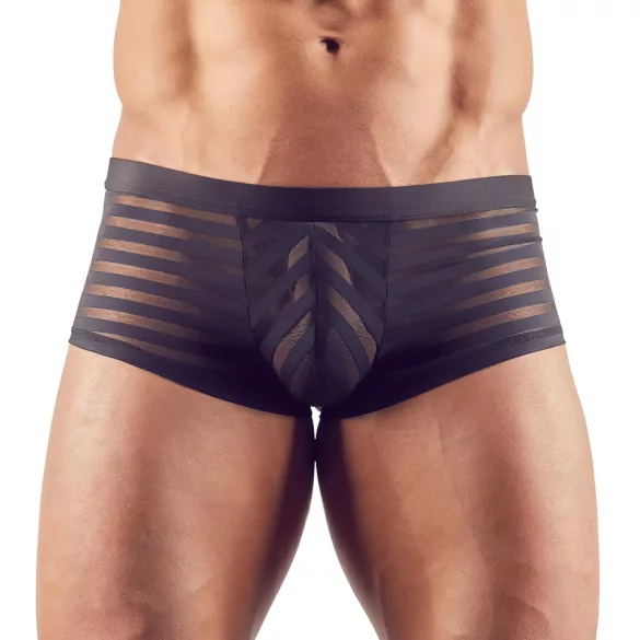 Svenjoyment - Genomskinliga, randiga boxershorts (svarta) - XXL