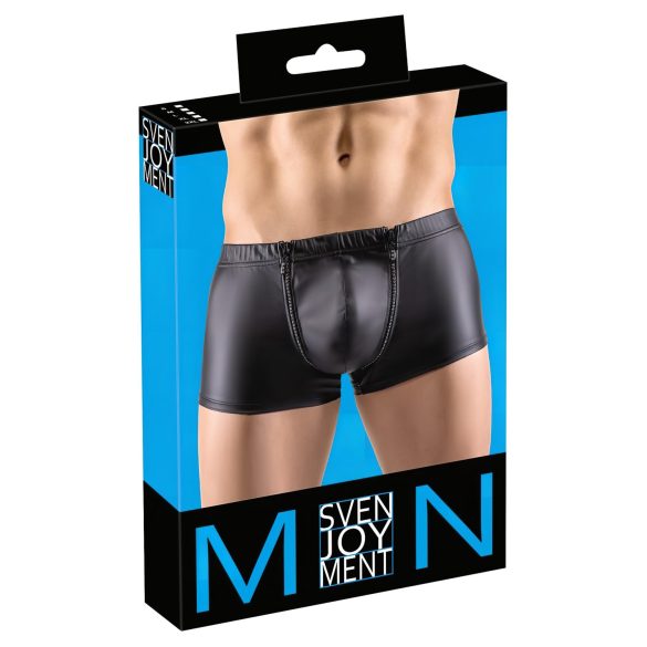 Svenjoyment - matt boxer med dragkedja och strass (svart) - M