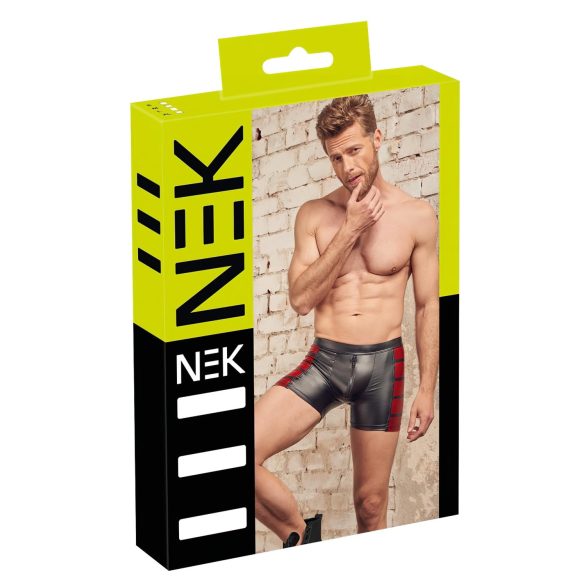 NEK - svart boxerkalsong med röda sidopaneler och dragkedja - XL