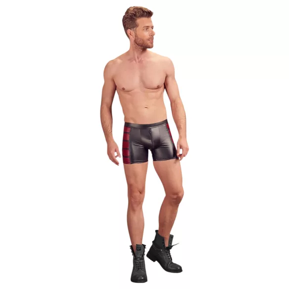 NEK - boxerkalsonger med röda sidopaneler - dragkedja - svart - XL
