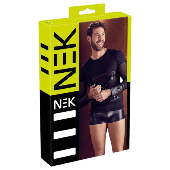 NEK - Svart långärmad herrtröja med korsdesign - XL