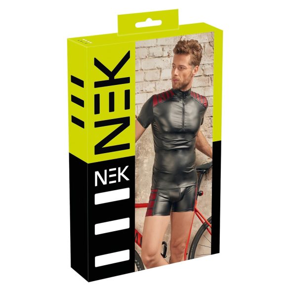 NEK - svart herrtröja med röd detalj och dragkedja - XL