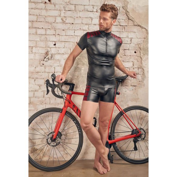 NEK - svart herrtröja med röd detalj och dragkedja - XL