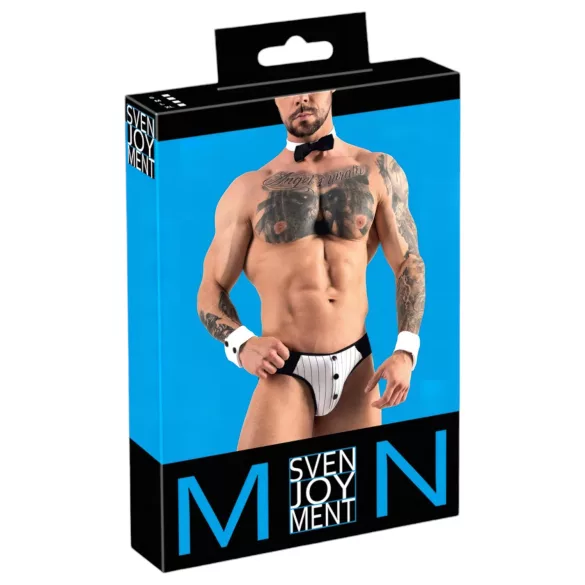 Svenjoyment - herrstring servitördräkt set - svart/vit - M