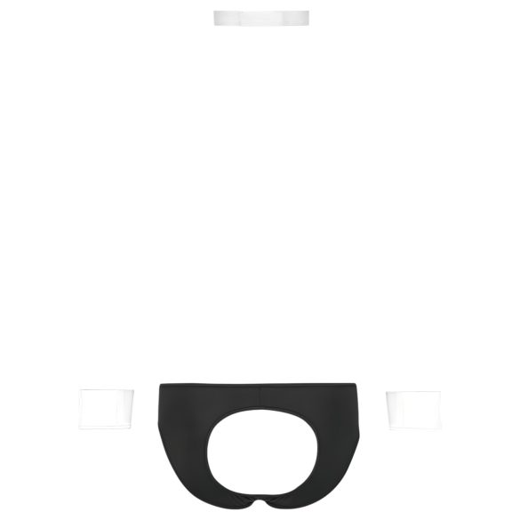 Svenjoyment - Manlig servitörstanga kostymset (svart-vit) - L