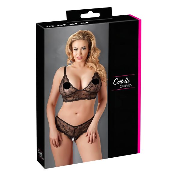 Cottelli Plus Size - spets-bh set (svart)