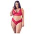 Cottelli Plus Size - mjukt spetsunderklädesset (röd)