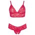 Cottelli Plus Size - mjukt spetsunderklädesset (röd)