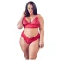 Cottelli Plus Size - bh set med mjuk spets - röd - 2XL
