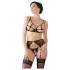 Abierta Fina - glittrande spetsmagins bh-set (svart) - XL