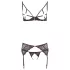 Abierta Fina - glittrande spetsmagins bh-set (svart) - XL
