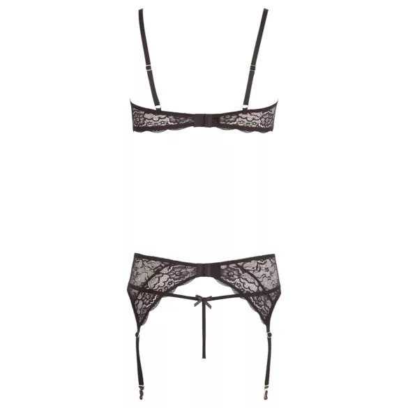 Abierta Fina - glittrande spetsmagins bh-set (svart) - XL