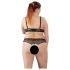 Cottelli Plus Size - pärldekorerad BH-set (svart)