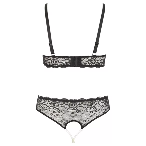 Cottelli Plus Size - bh set med pärlor - svart