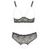 Cottelli Plus Size - pärldekorerad BH-set (svart)