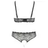 Cottelli Plus Size - bh set med pärlor - svart - XL