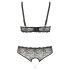 Cottelli Plus Size - pärldekorerad BH-set (svart) - 3XL