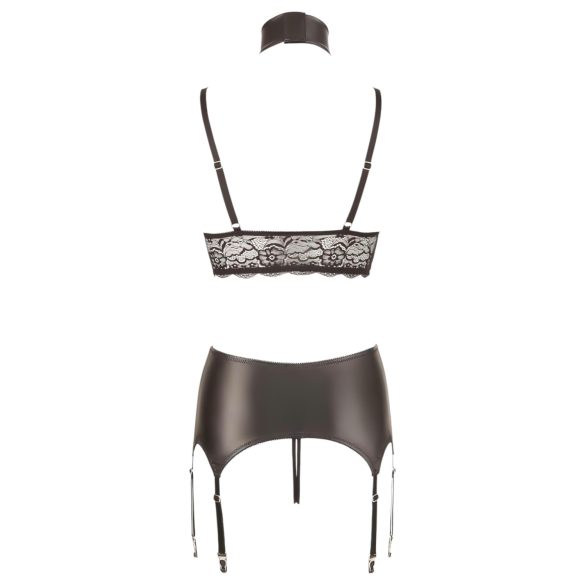 Cottelli Bondage - glansig spetsunderklädesset (4 delar)